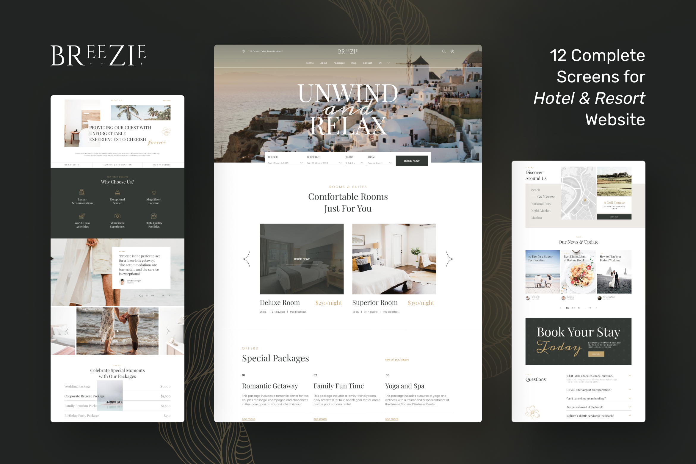 Breezie - Hotel & Resort Website Figma Template - 1