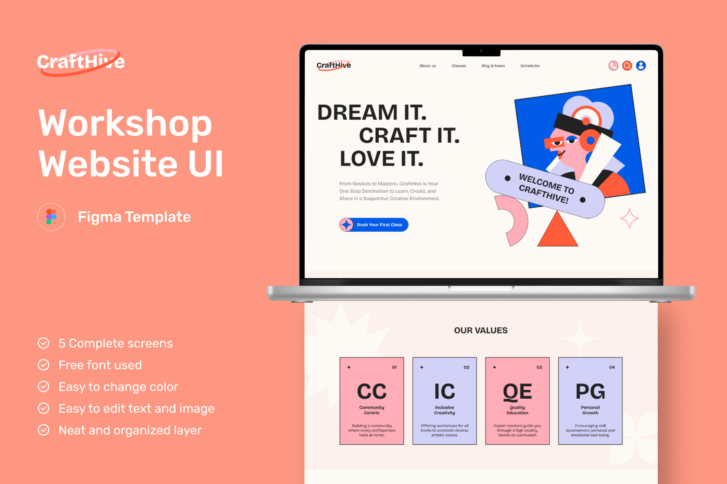 CraftHive - Creative Workshop Website Figma Template - 1