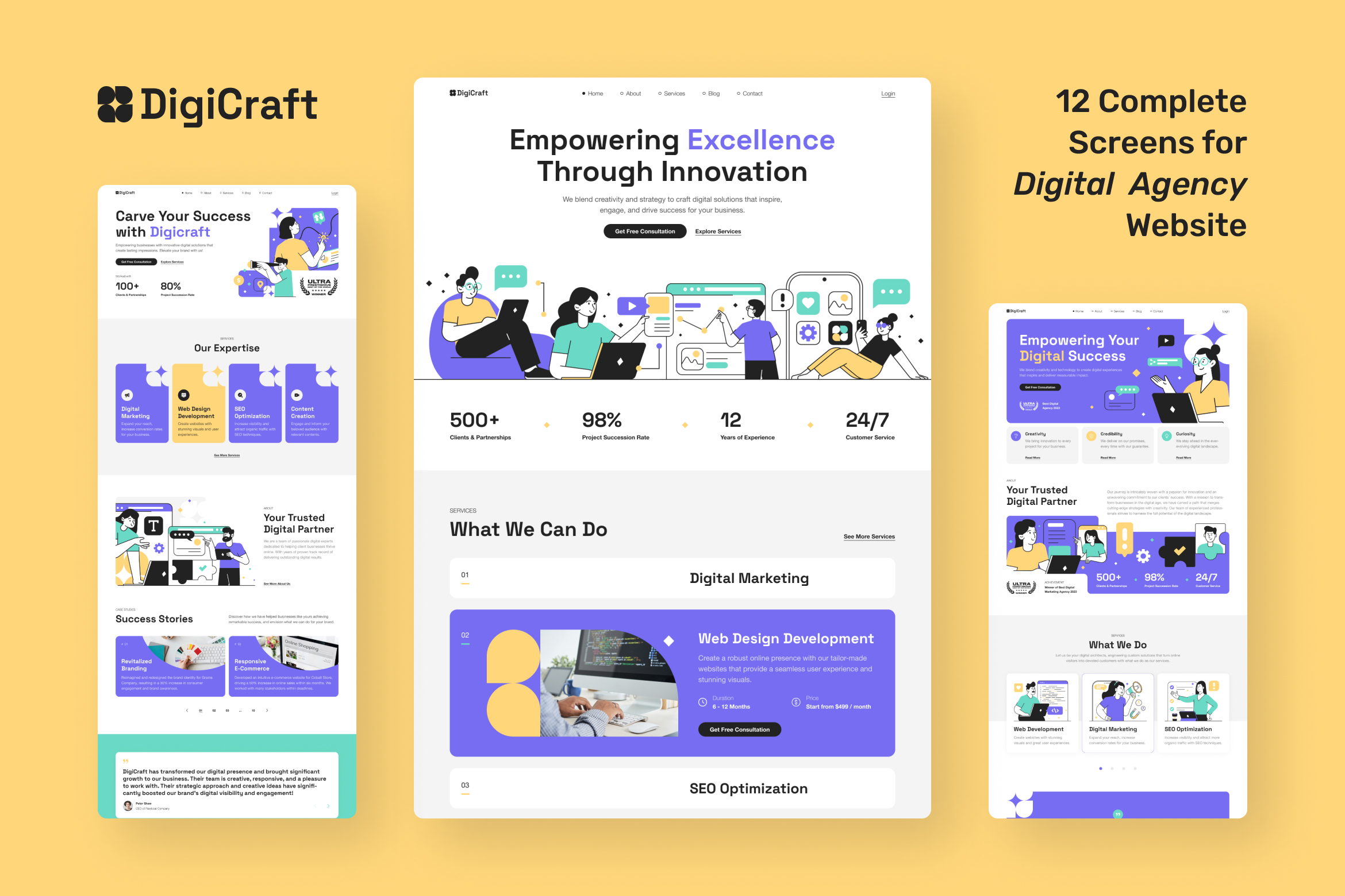 DigiCraft - Digital Agency Website UI Figma Template - 1