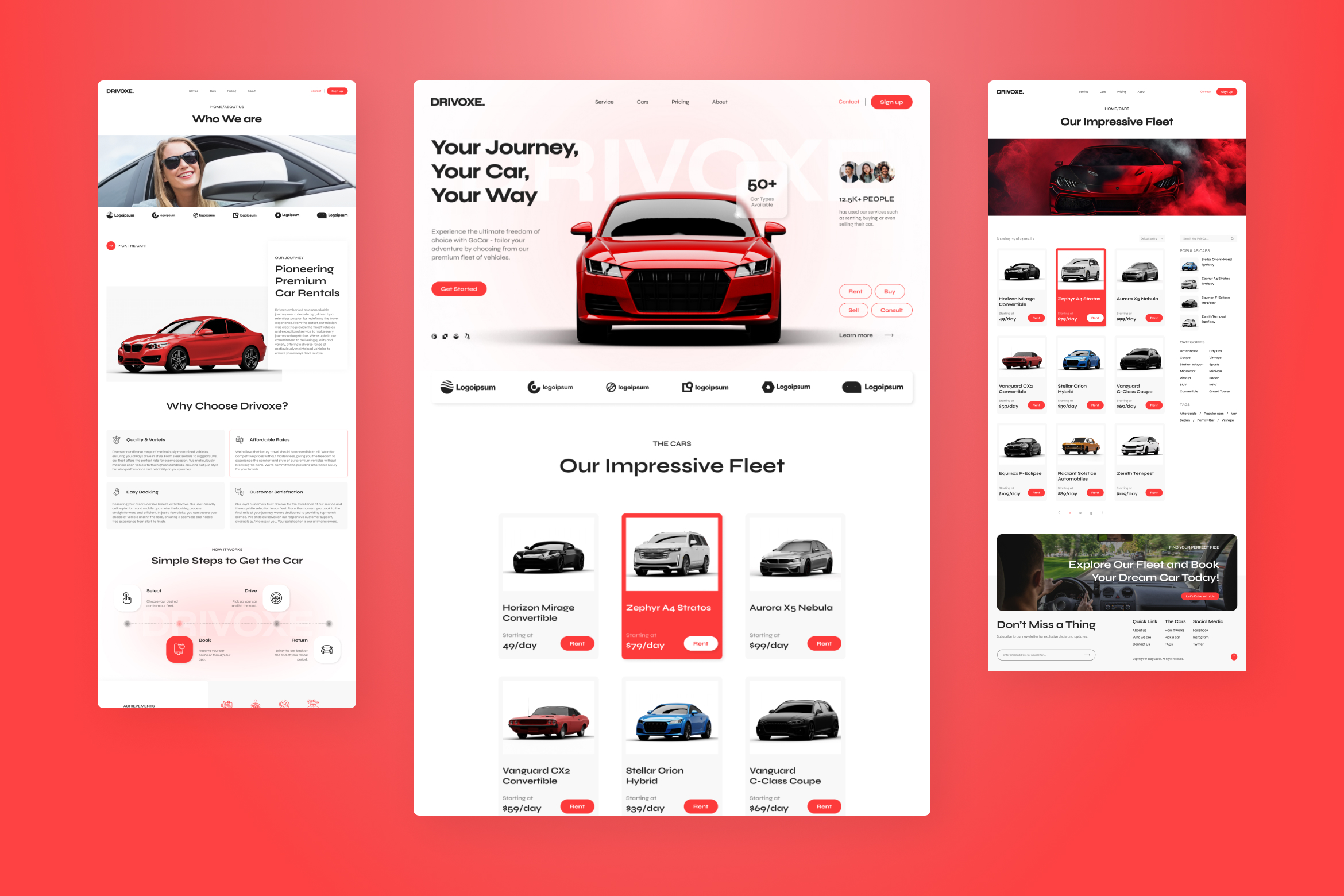 Drivoxe - Car Rental Website UI Figma Template - 2