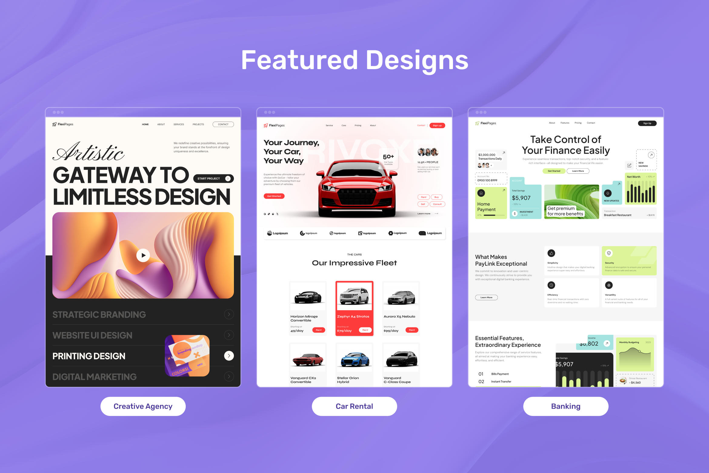 FlexiPages - Multipurpose Landing Page Design UI Bundle - 4