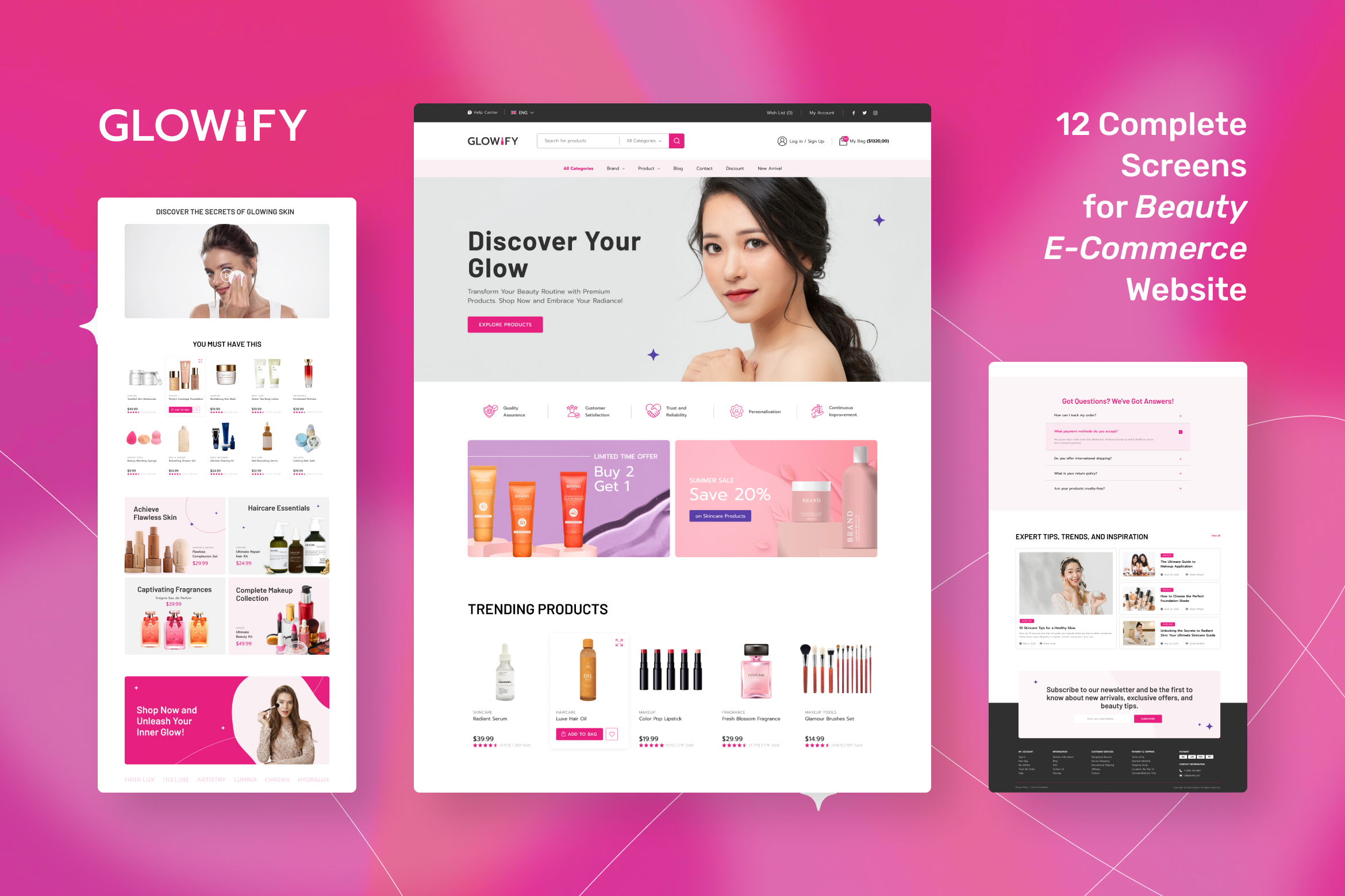 Glowify - Beauty E-Commerce Website Figma Template - 1