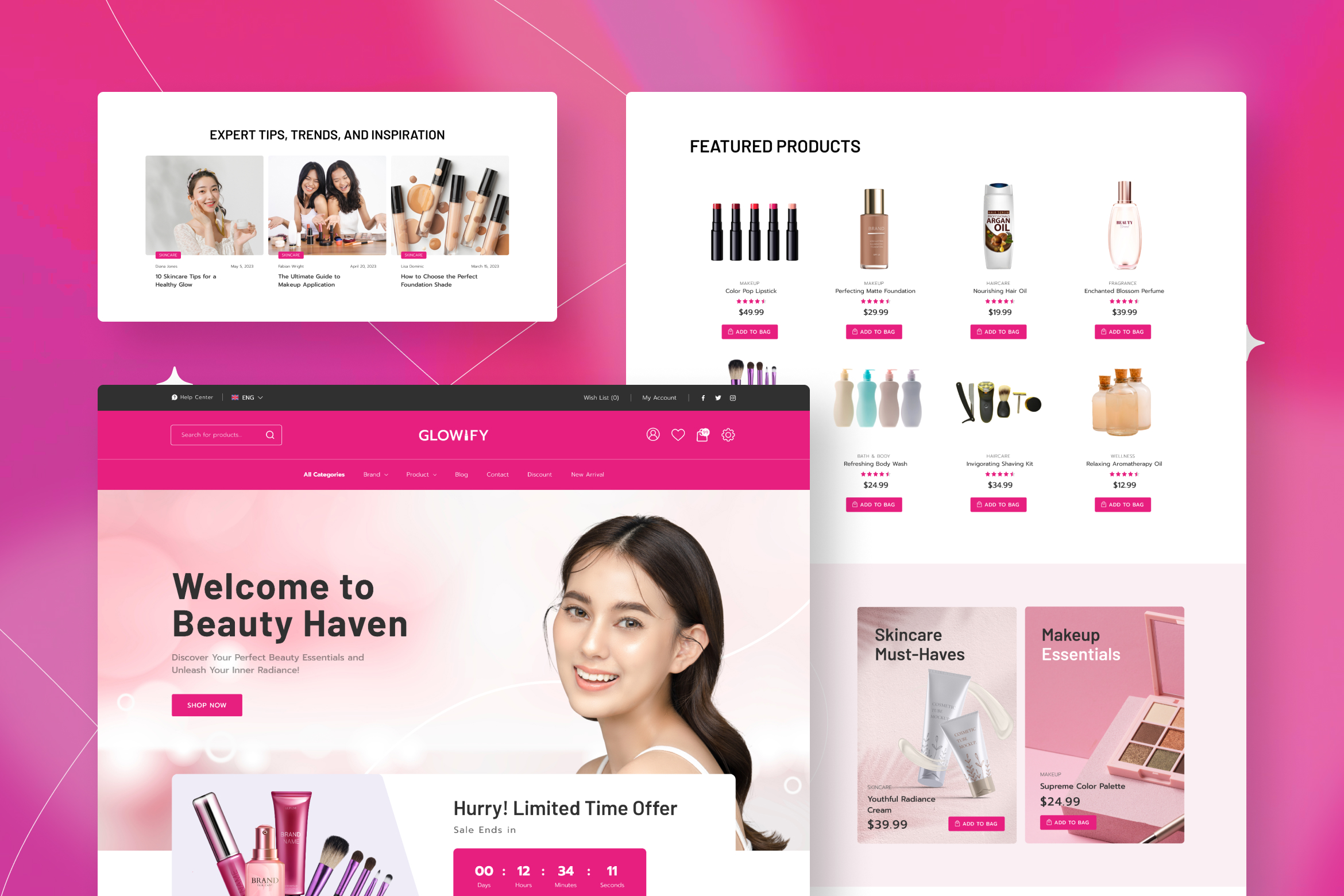 Glowify - Beauty E-Commerce Website Figma Template - 2