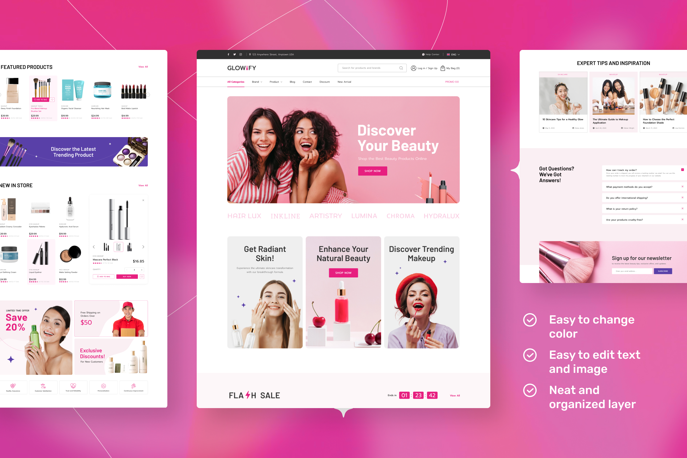Glowify - Beauty E-Commerce Website Figma Template - 3