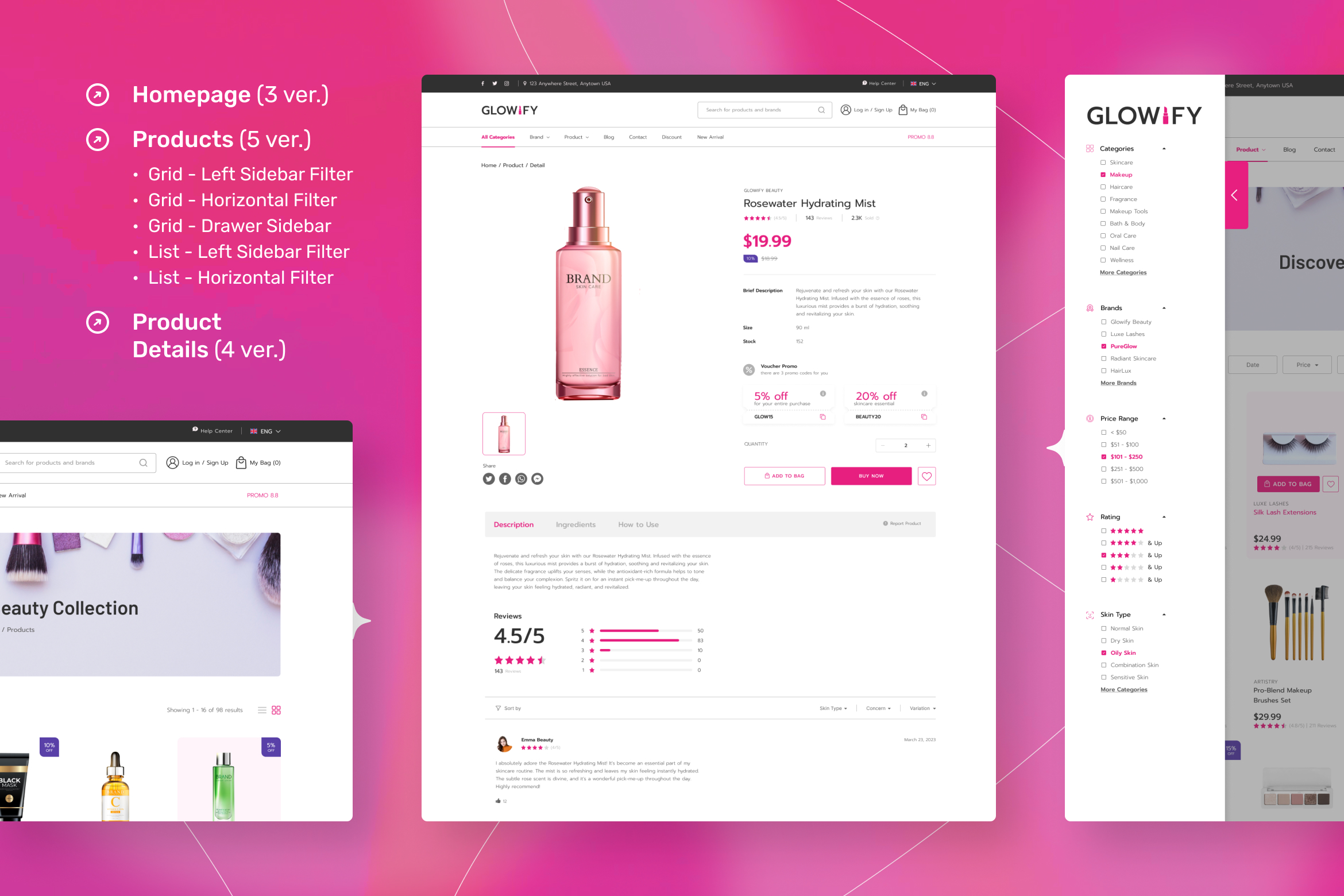 Glowify - Beauty E-Commerce Website Figma Template - 4
