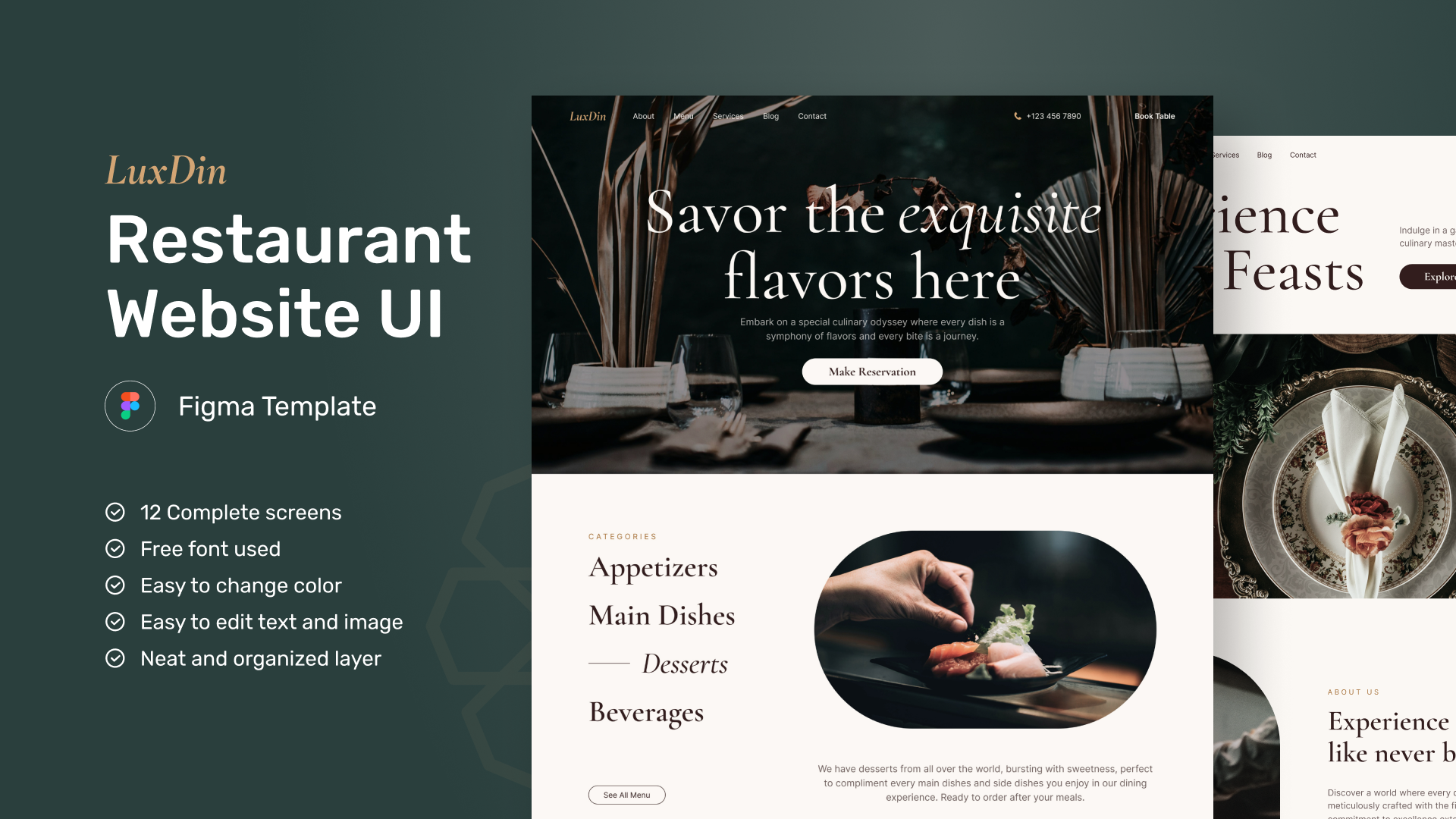 LuxDin - Restaurant Website Figma Template - 1
