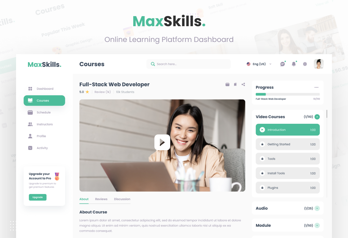 MaxSkills - Online Learning Platform Dashboard Adobe XD - 4