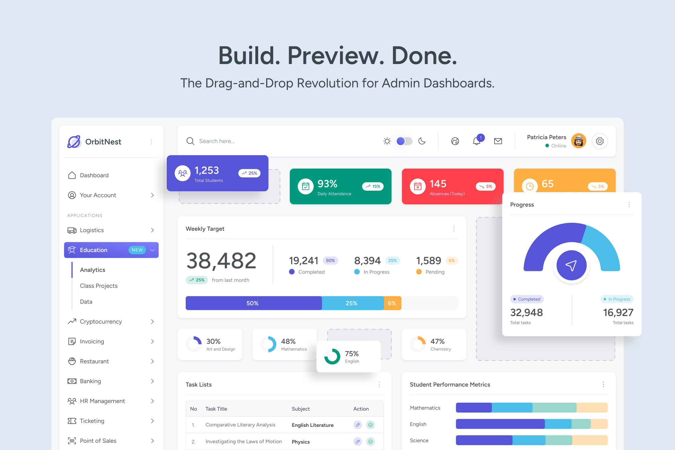 OrbitNest - Modern Admin Dashboard Figma Design System - 2