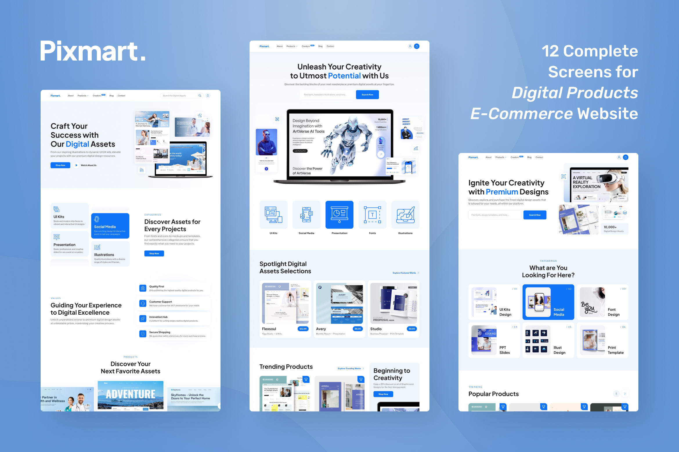 PixMart - Digital Products E-Commerce Website Figma Template - 1