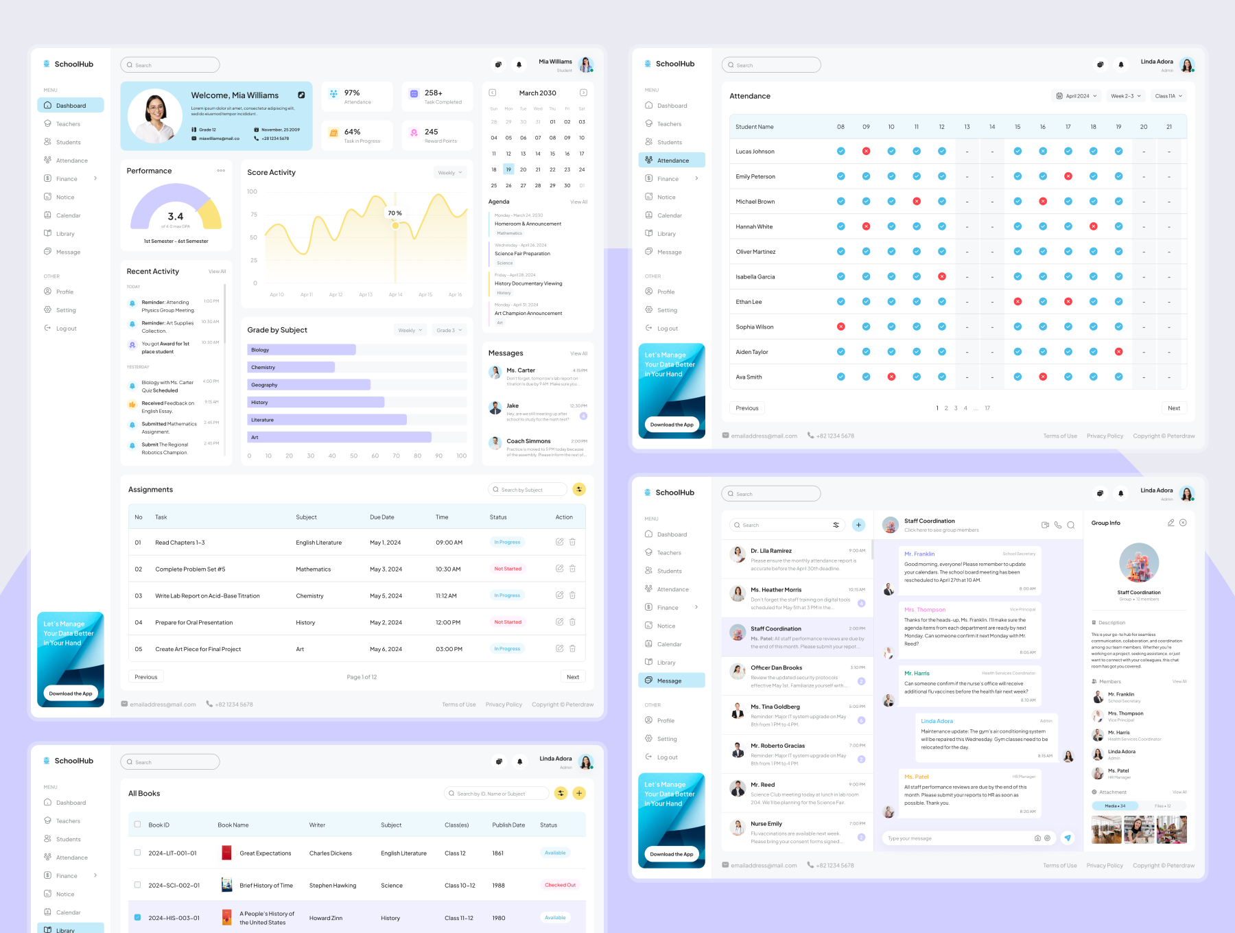 SchoolHub - School Management Dashboard Figma Template - 3