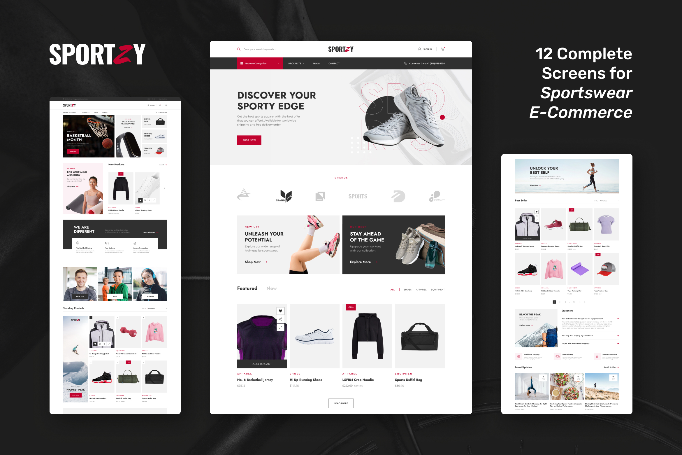 Sportzy - Sportswear E-Commerce Website Design UI Figma Template - 1