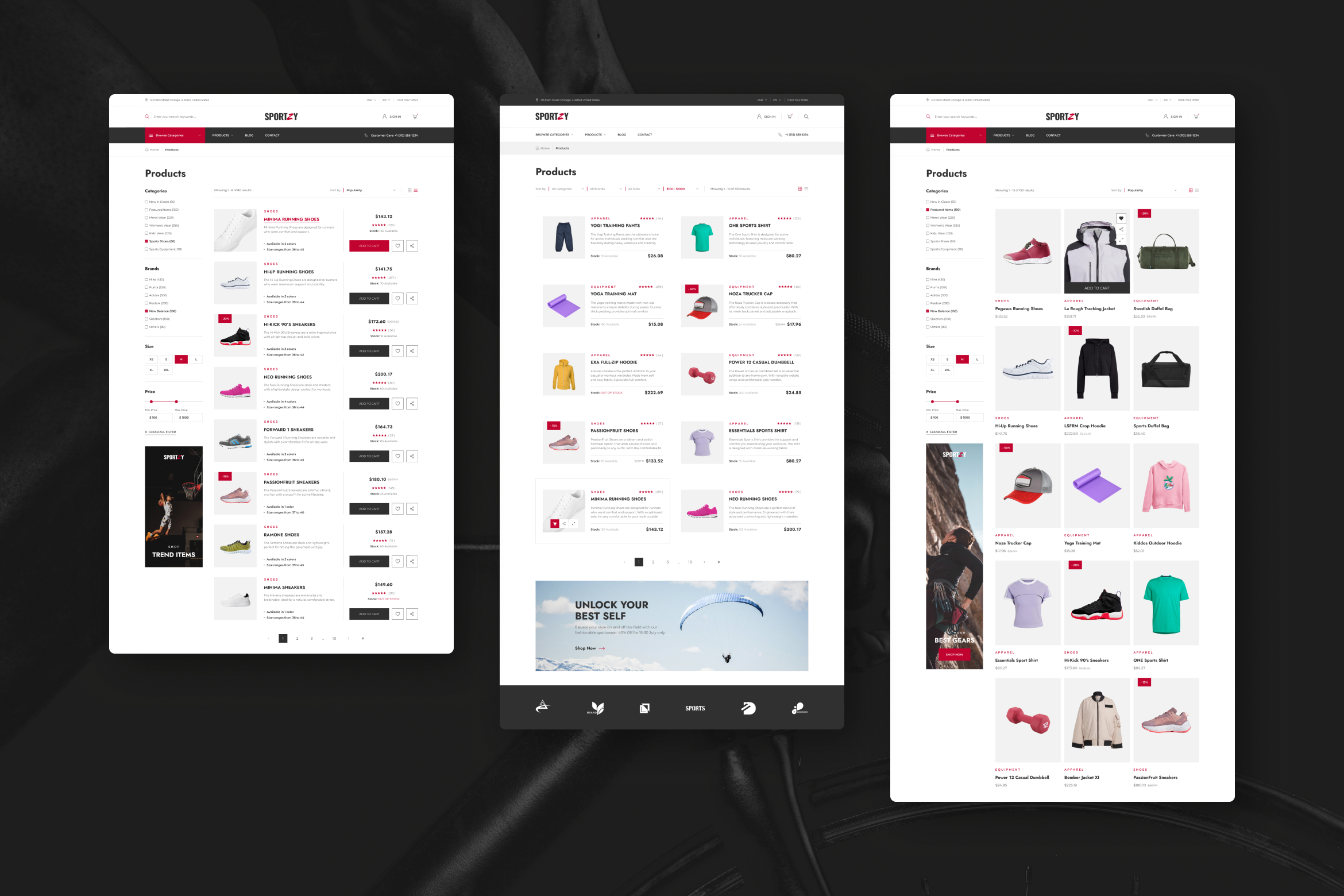 Sportzy - Sportswear E-Commerce Website Design UI Figma Template - 5
