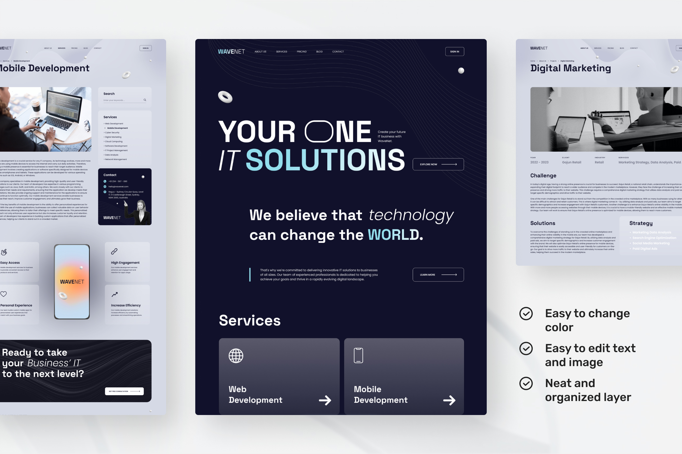 WaveNet - IT Solutions & Technology UI Design Figma Template - 3