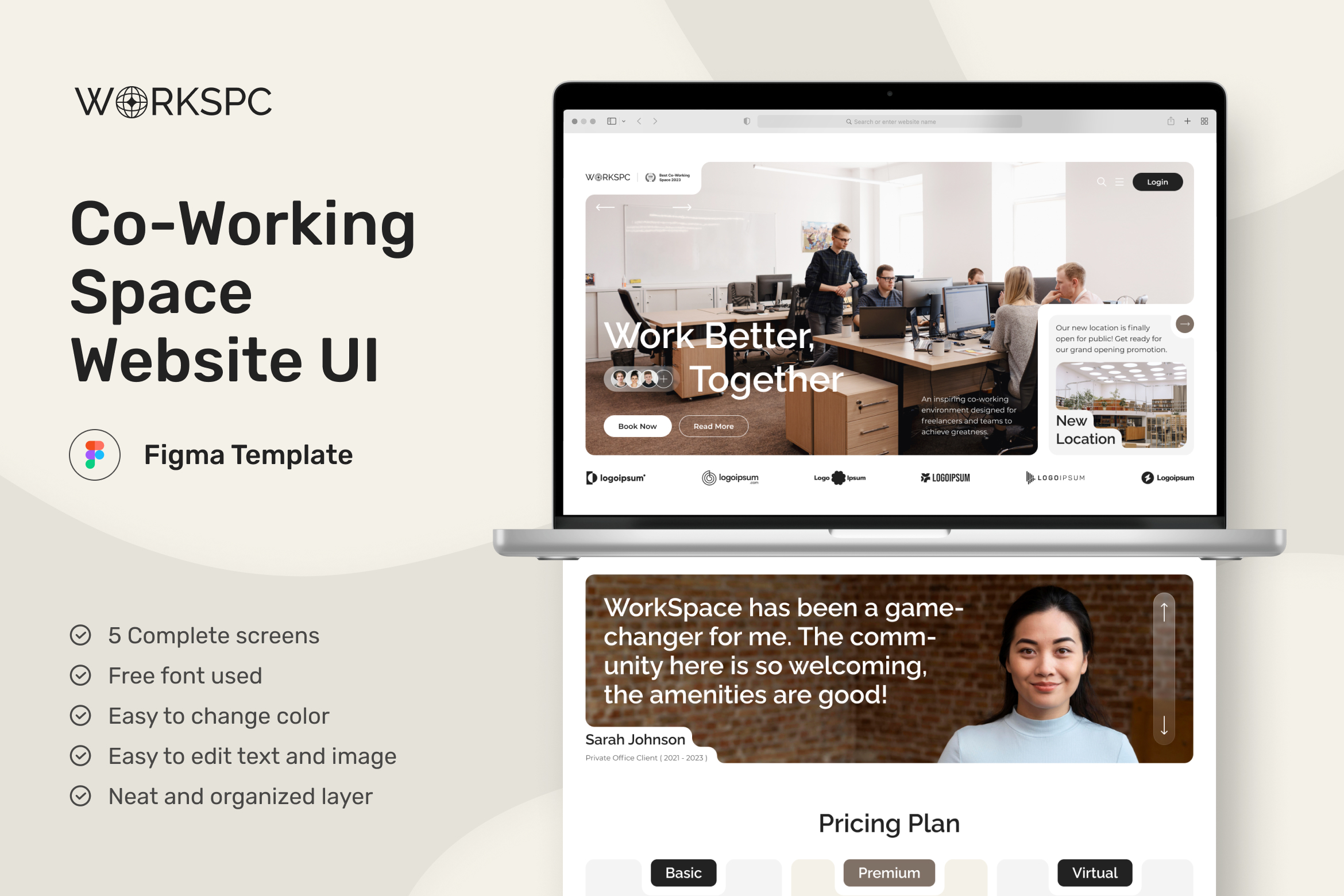 WorkScape - Co-Working Space Website Figma Template - 1