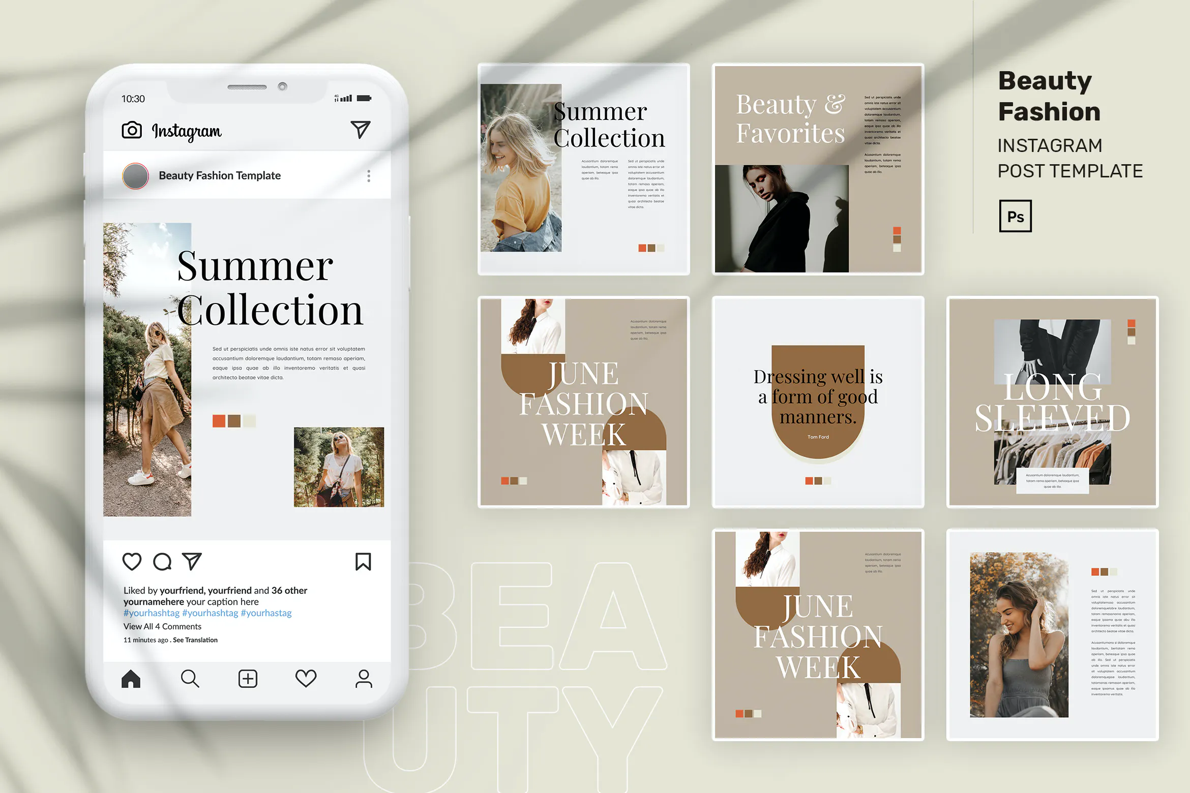 Beauty Fashion Instagram Post Canva Design Templates Peterdraw Studio