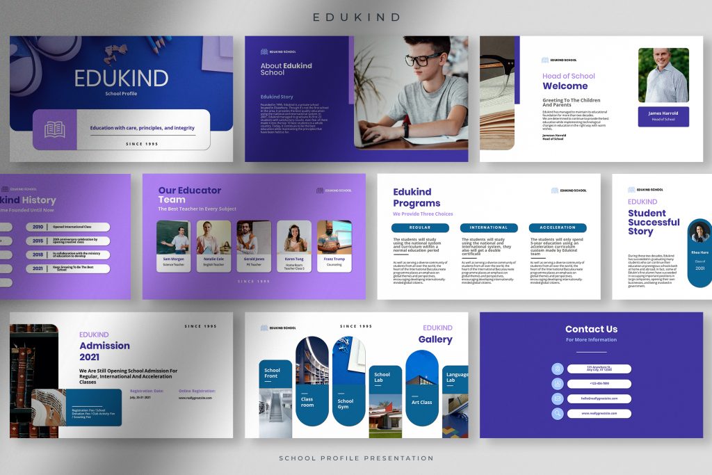 Edukind - Clean School Profile Presentation PPT Design Templates ...