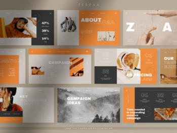 Zerpaa - Creative Campaign Presentation Template with Orange Black and White colors