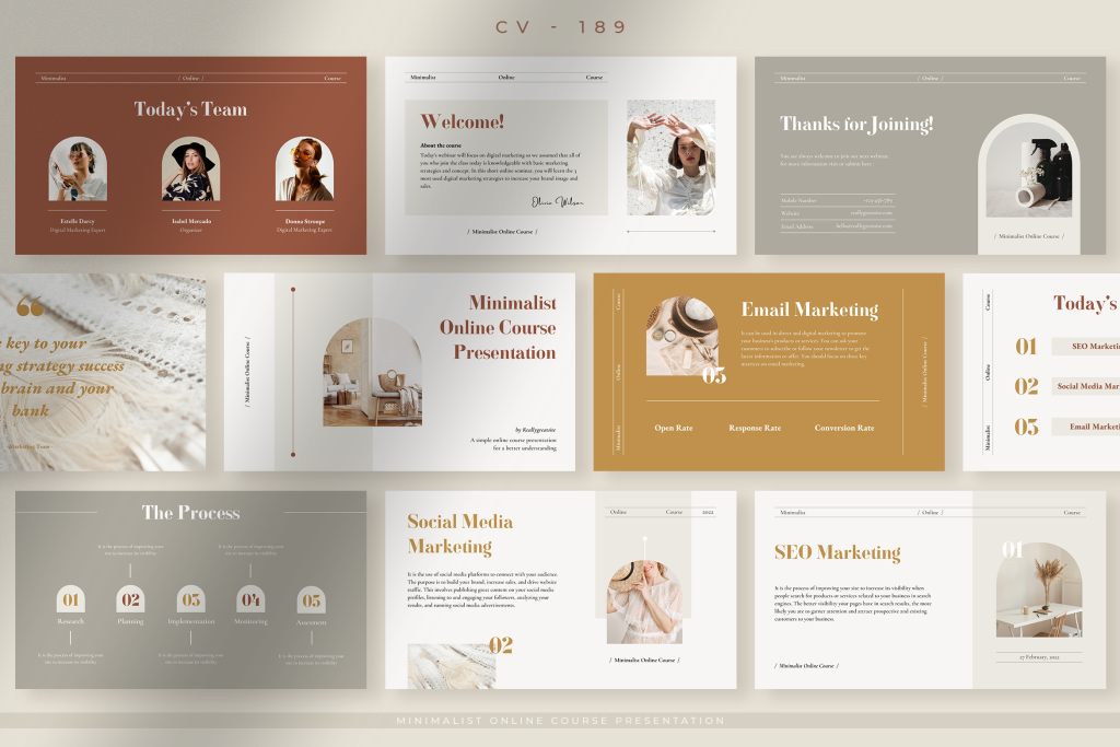 Elegant Minimalist Online Course Presentation Canva Design Templates 