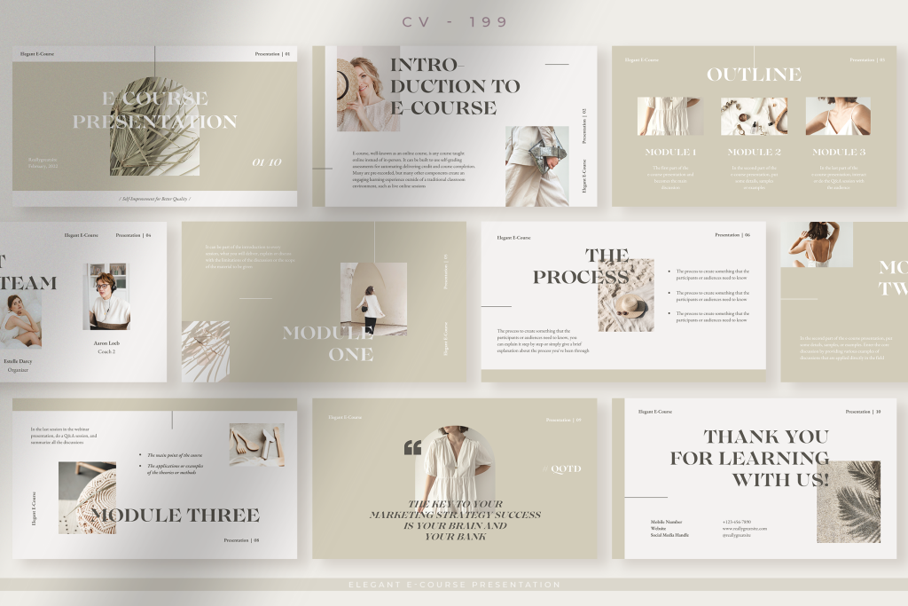 Natural Elegant E-Course Presentation Template Design Templates ...