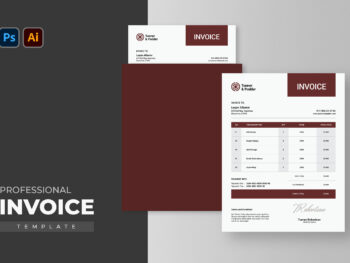Maroon Professional Business Invoice with White Black Beige and Maroon colors