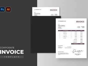 Simple Clean Corporate Invoice Template with White Brown Black and Beige colors