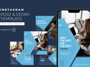 Professional Company Instagram Template with Light Teal Dark Blue and White colors