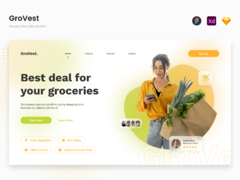GroVest - Juicy Grocery Shop Hero Website Header Template