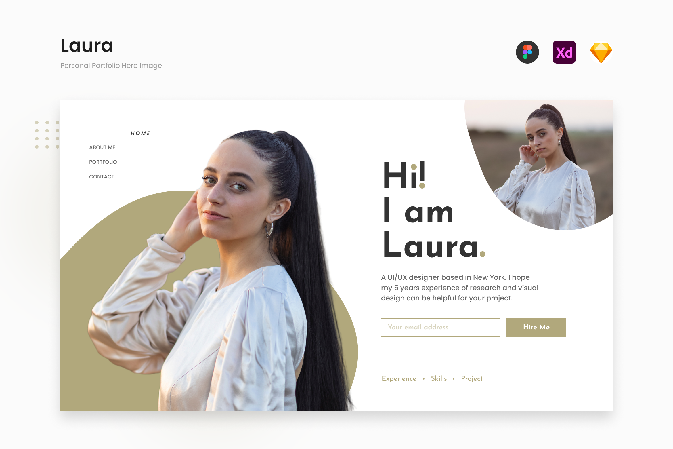 Laura Simple Personal Portfolio Header Hero Template Design Templates