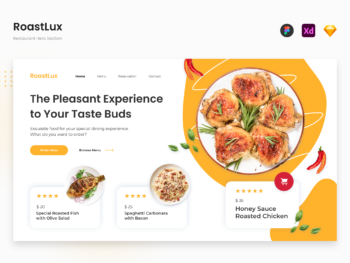 RoastLux - Tasty Mustard Restaurant Hero Website Header Template