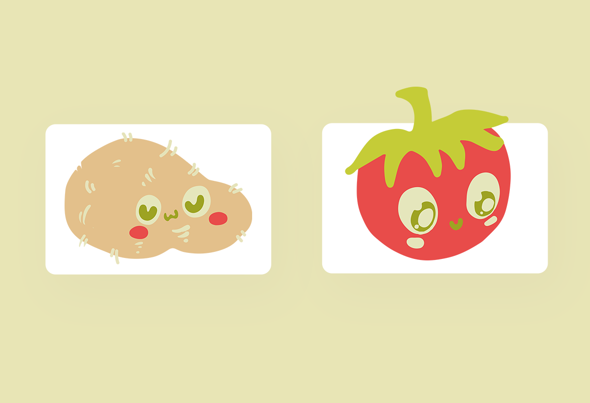 Blushing Cute Vegetable Characters Doodle Illustration Set Design Templates  - Peterdraw Studio