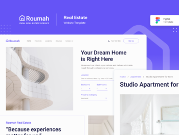 Roumah - Clean Minimalist Real Estate Website with White Blue and Black colors