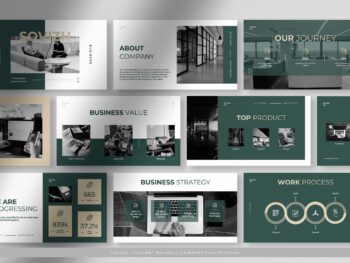 Sovizh - Calming White Green Elegant Business Presentation with Green Ivory Black and White colors