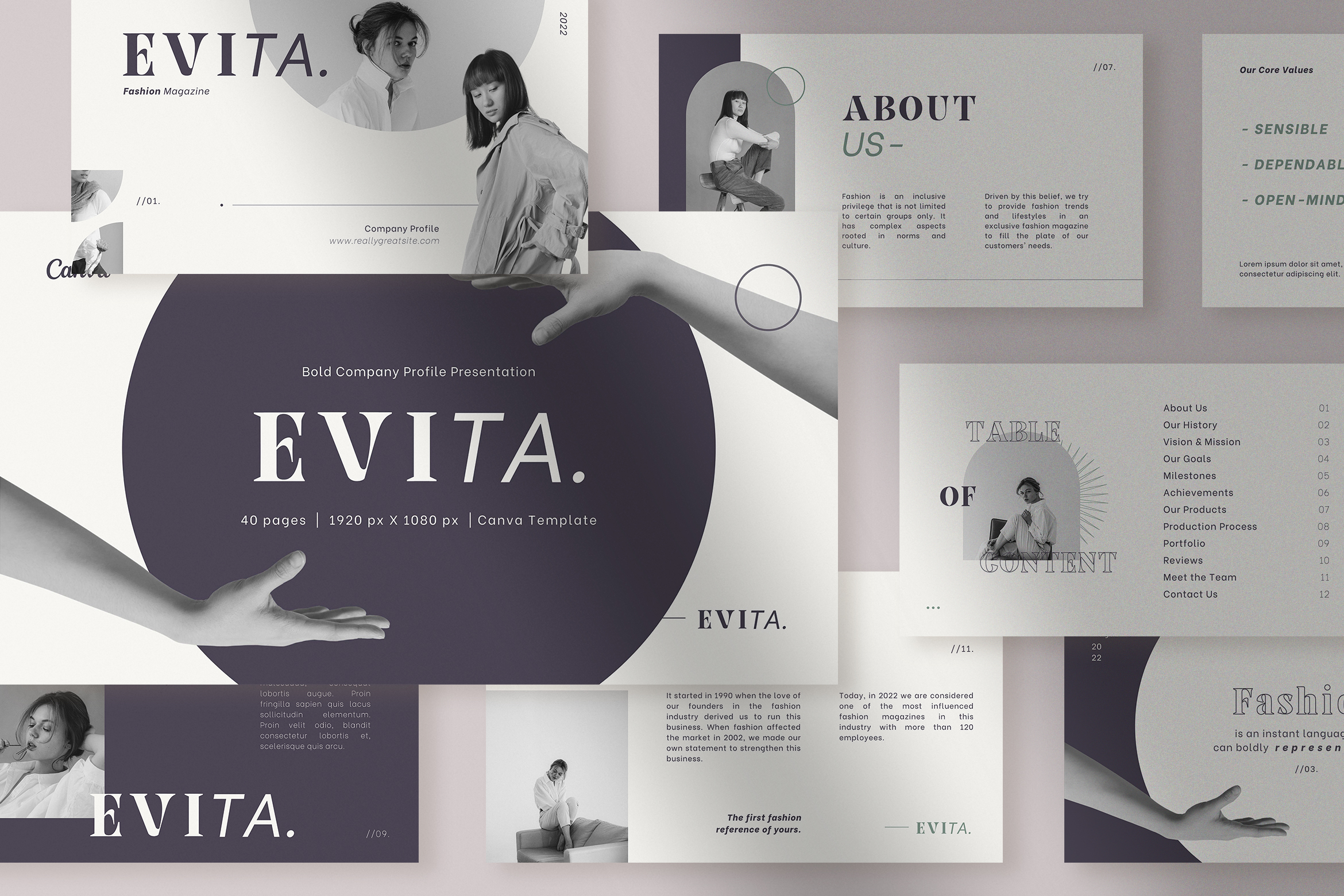 Evita – Black and White Bold Fashion Magazine Company Profile Design  Templates - Peterdraw Studio