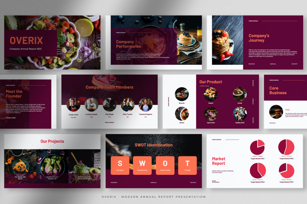 Overix – Burgundy Wine Modern Annual Report Presentation Design ...