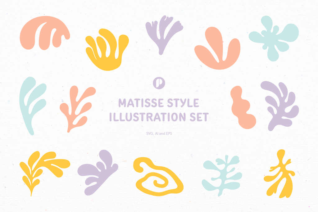 Bright Colorful Matisse Style Illustration Set Design Templates ...