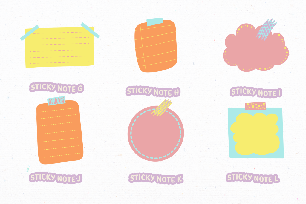 Cute Sticky Note Illustration Set Design Templates Peterdraw Studio