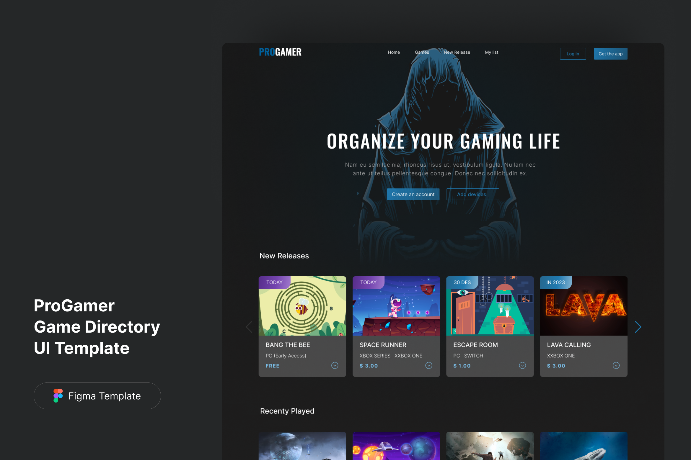 Game Studio Website Design UI