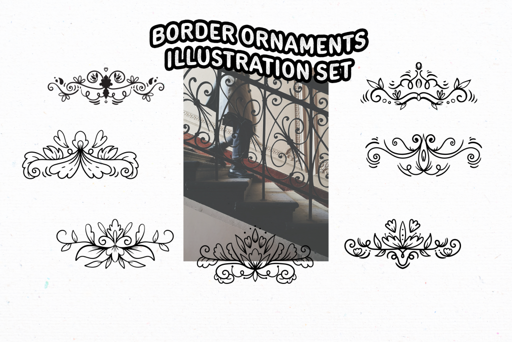 Black Border Ornaments Illustration Set Design Templates - Peterdraw Studio