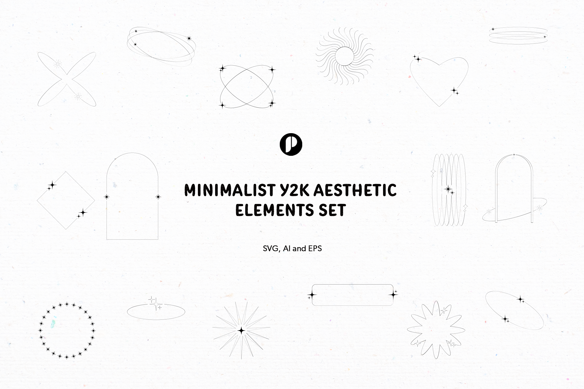 Minimalist Y2K Aesthetic Element Illustration Set