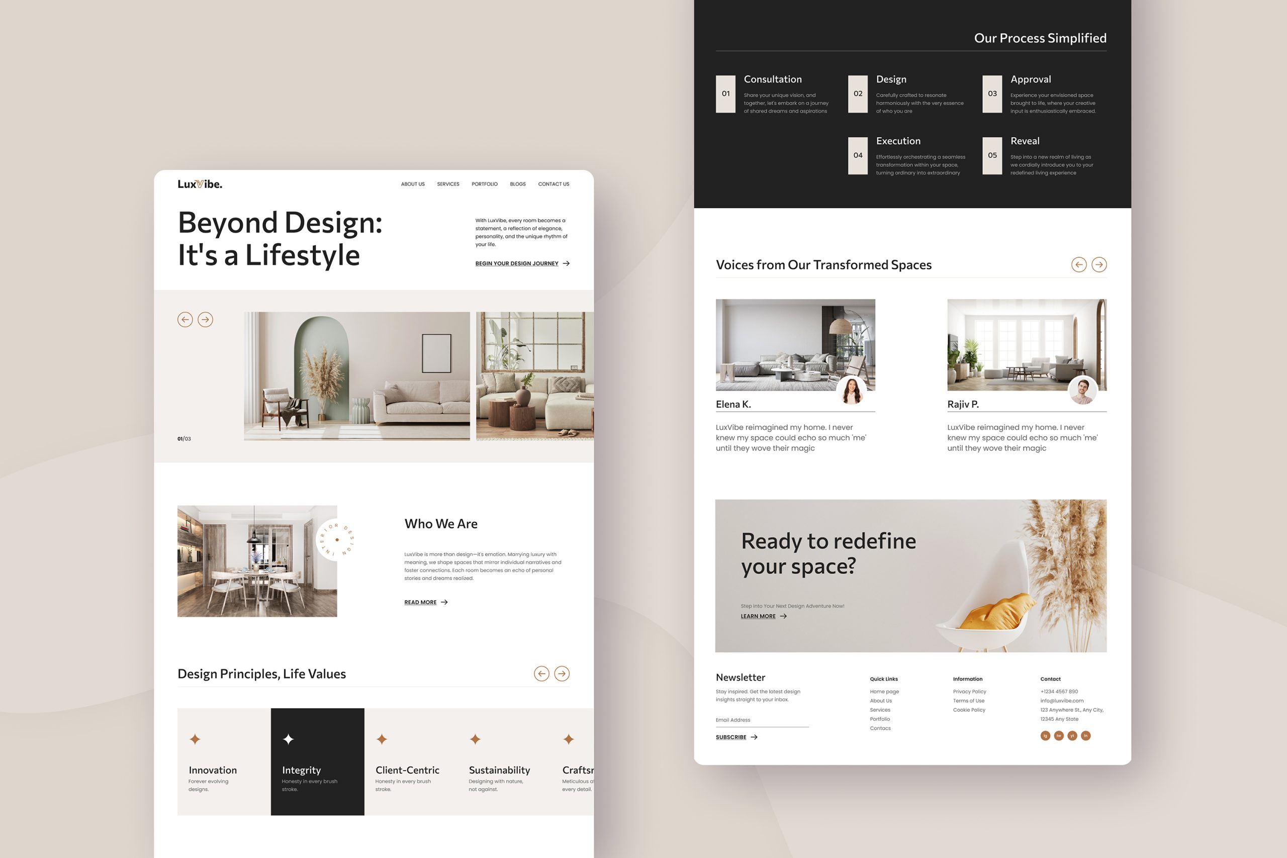 LuxVibe - Interior Design Landing Page Figma Template Design Templates ...