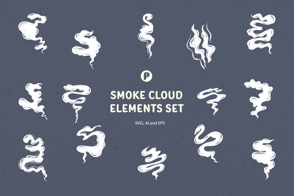 White Smoke Cloud Elements Set Design Templates - Peterdraw Studio