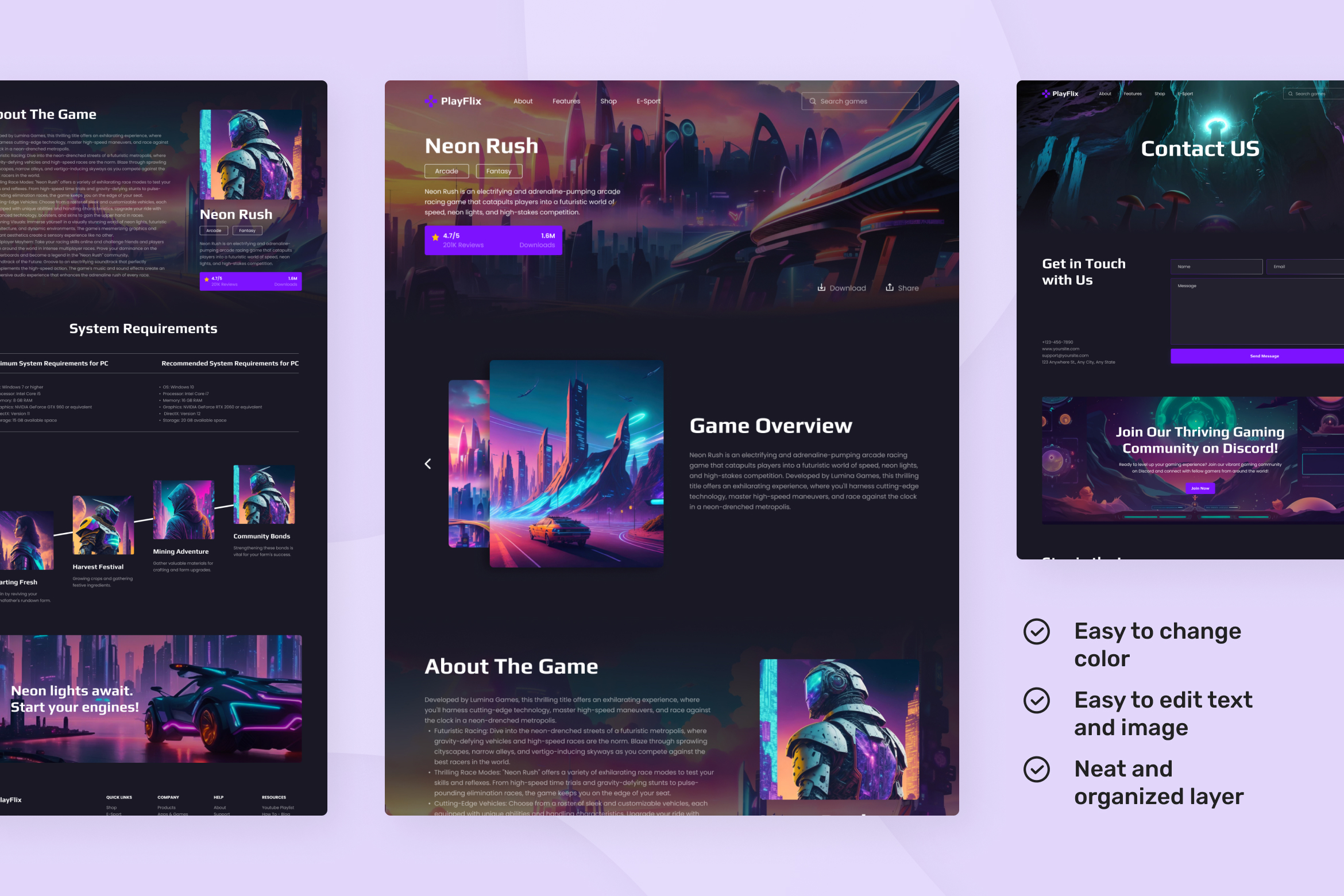 Game Studio Website Design UI